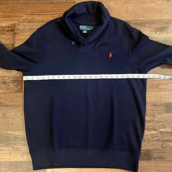 Polo Ralph Lauren Mens Sweater Classic Shawl Neck Size L Navy Blue - Picture 7 of 11